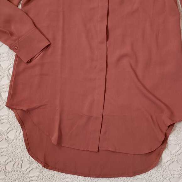 New Tahari Button Blouse Shirt Teracotta Long Sleeve Point Collar Large Women L - Picture 2 of 9